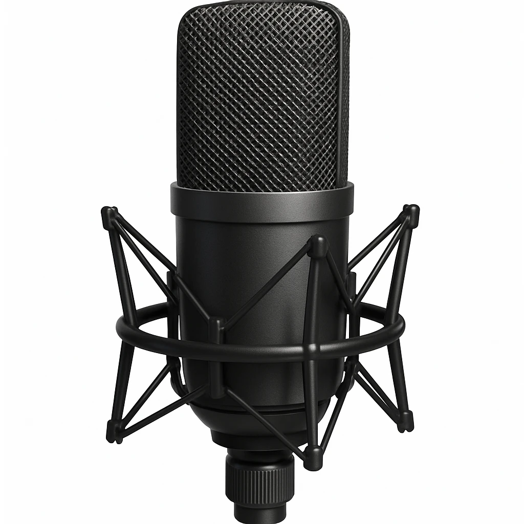 a music studio microphone, detailed, professional, modern design, isolated on white, no background emoji