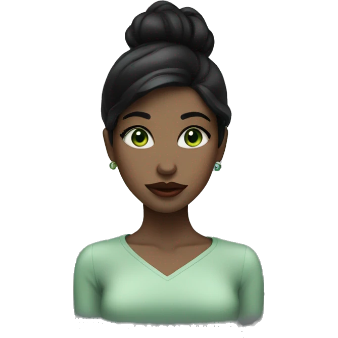 dark hair girl with green eyes and big lips emoji
