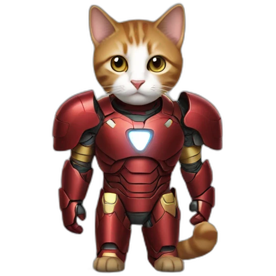 Cat with iron man full body armor emoji