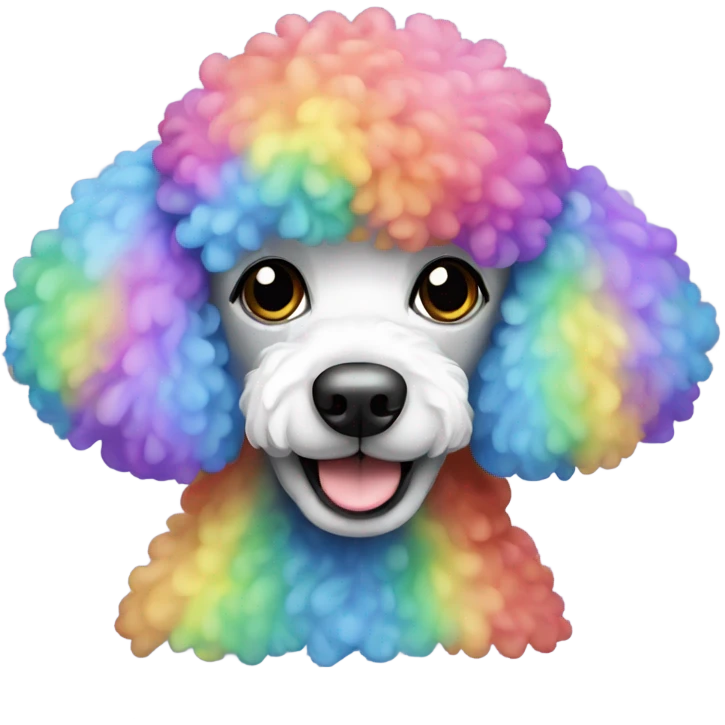Rainbow colored poodle emoji