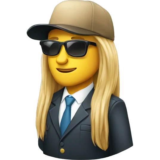 long hair white businessman with sunglasses and cap emoji