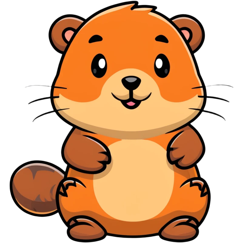 friendly cartoon beaver with flat tail emoji