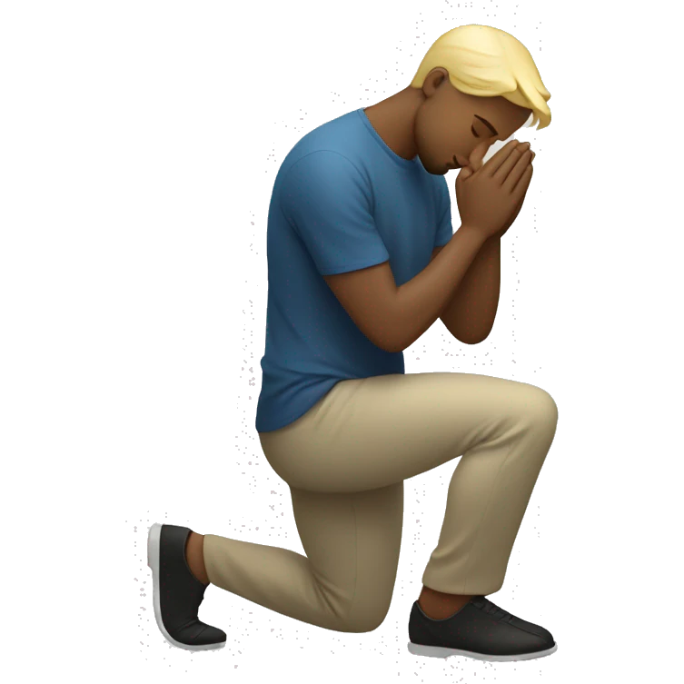 blonde man kneeling praying  emoji