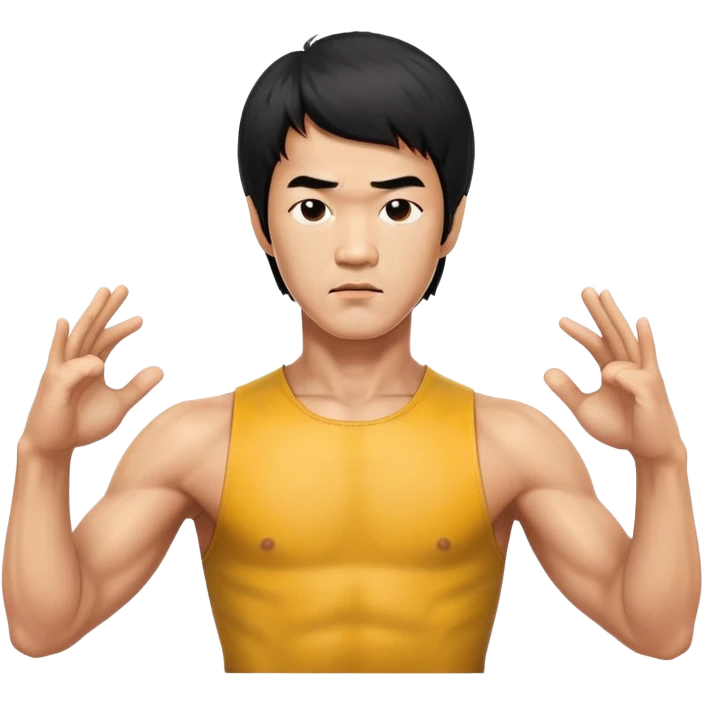 Bruce Lee martial arts legend with serious expression, chest up portrait emoji
