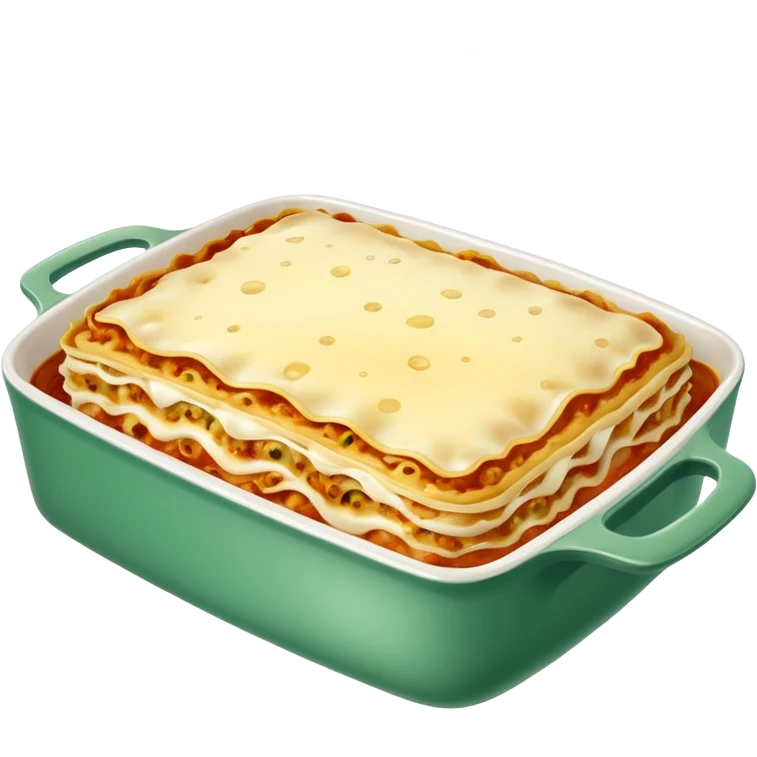 lasagna with parsley and melting cheese in a baking dish emoji