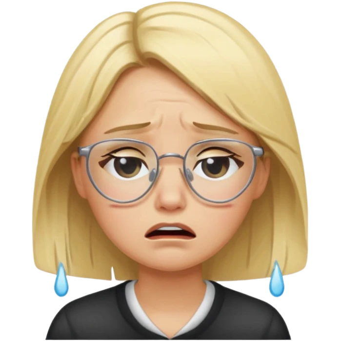 blond woman  crying with glasses emoji