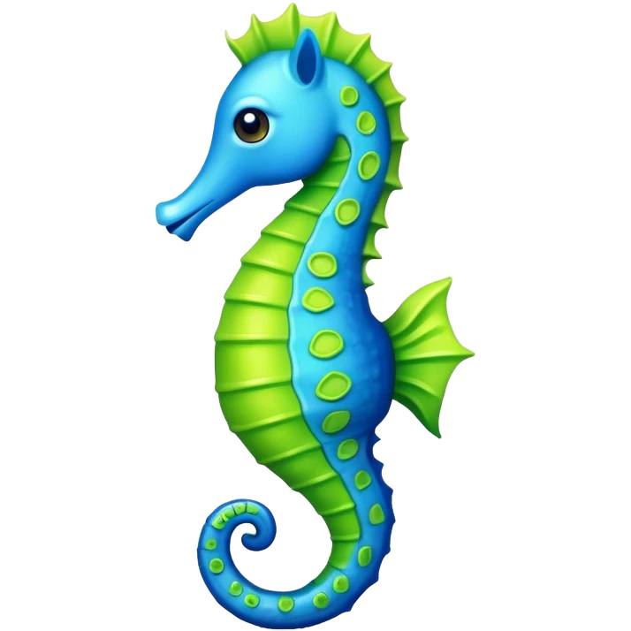 Blue and lime green seahorse  emoji