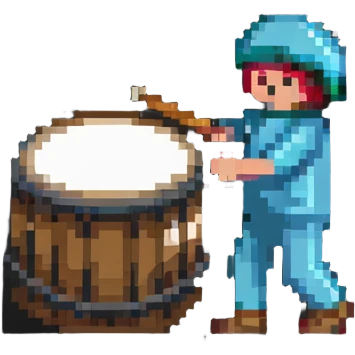 a person beating a drum for sahur in pixel art style emoji
