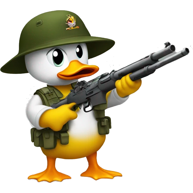 Angry army duck shooting rifle  emoji