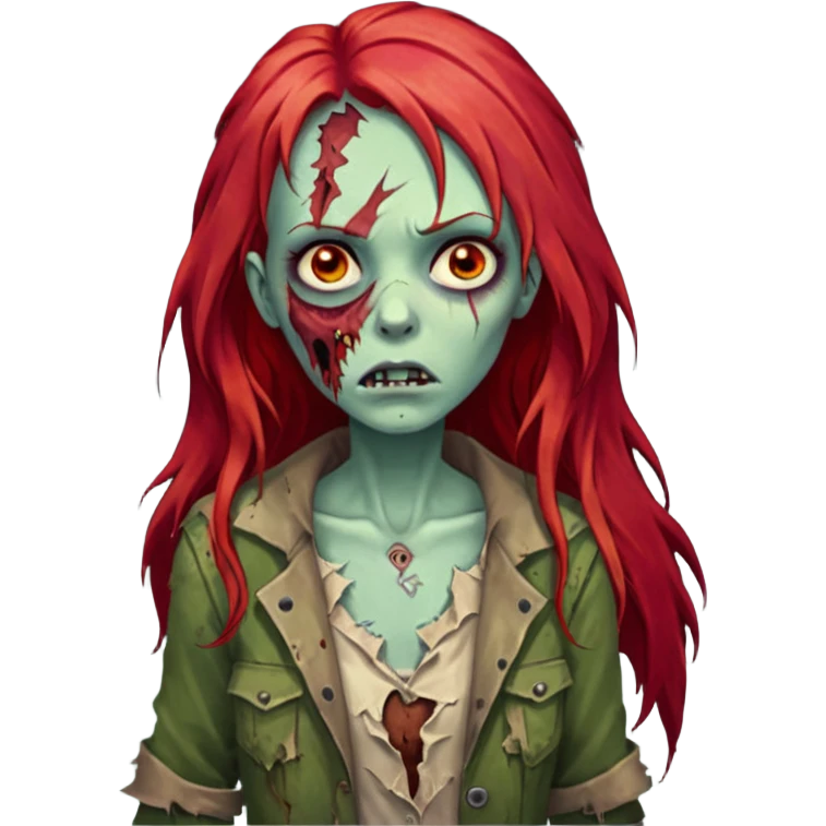 Franja cabelo ruivo comprido zombie emoji