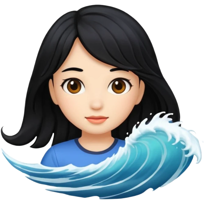 wave black hair girl 2 emoji