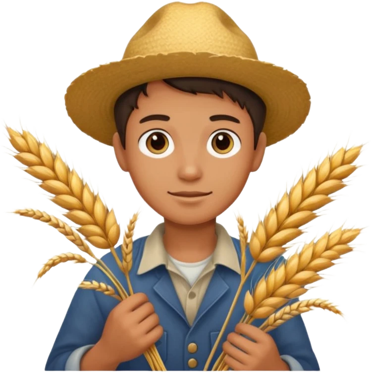 boy farmer, hold wheat emoji