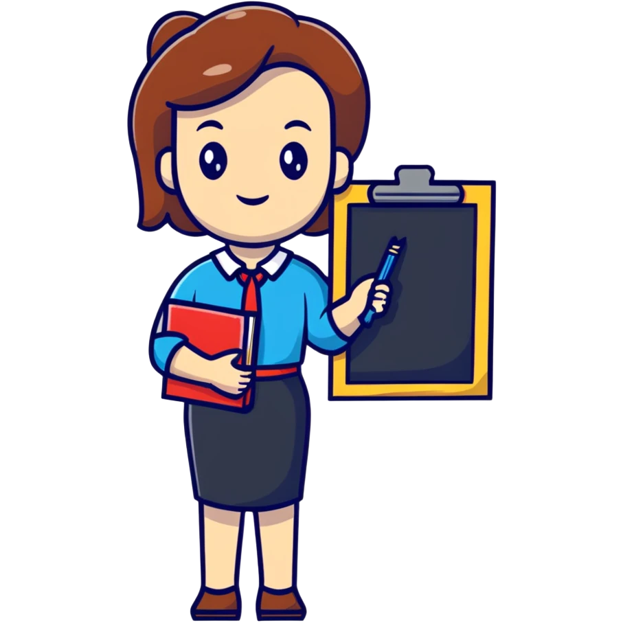 full body female teacher with blackboard emoji
