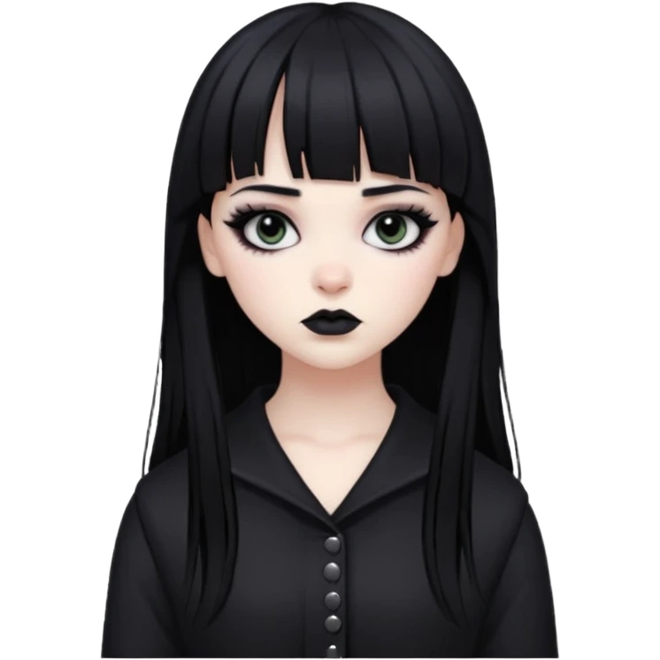 goth girl with black hair and bangs emoji