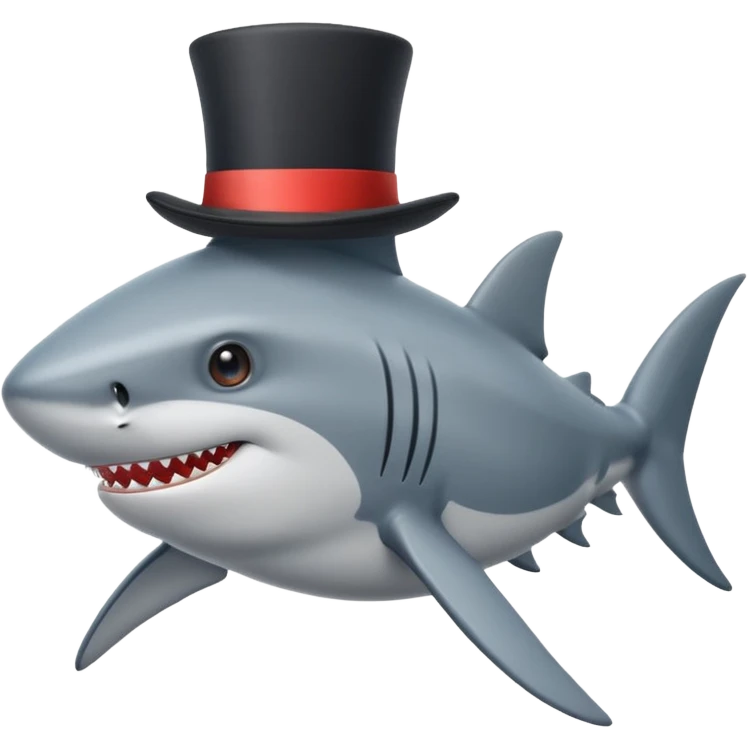 Shark with a top hat emoji