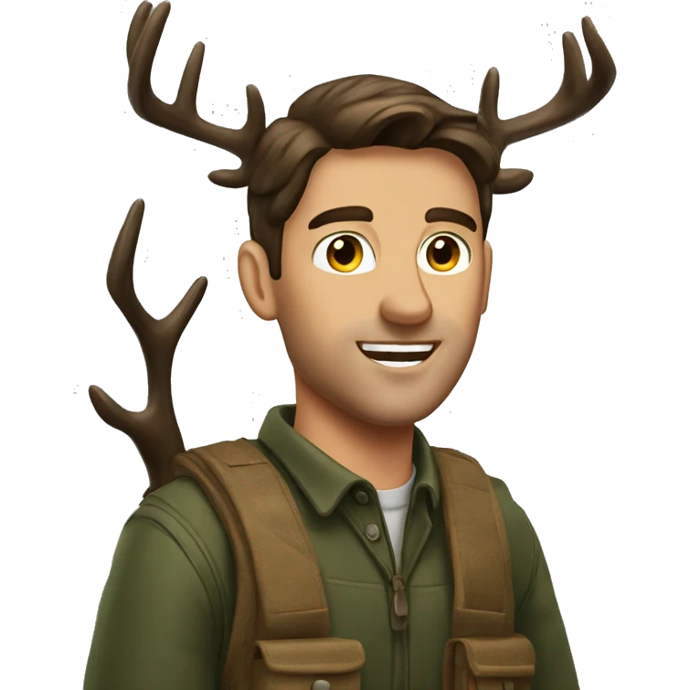 Brunette man deer hunting emoji