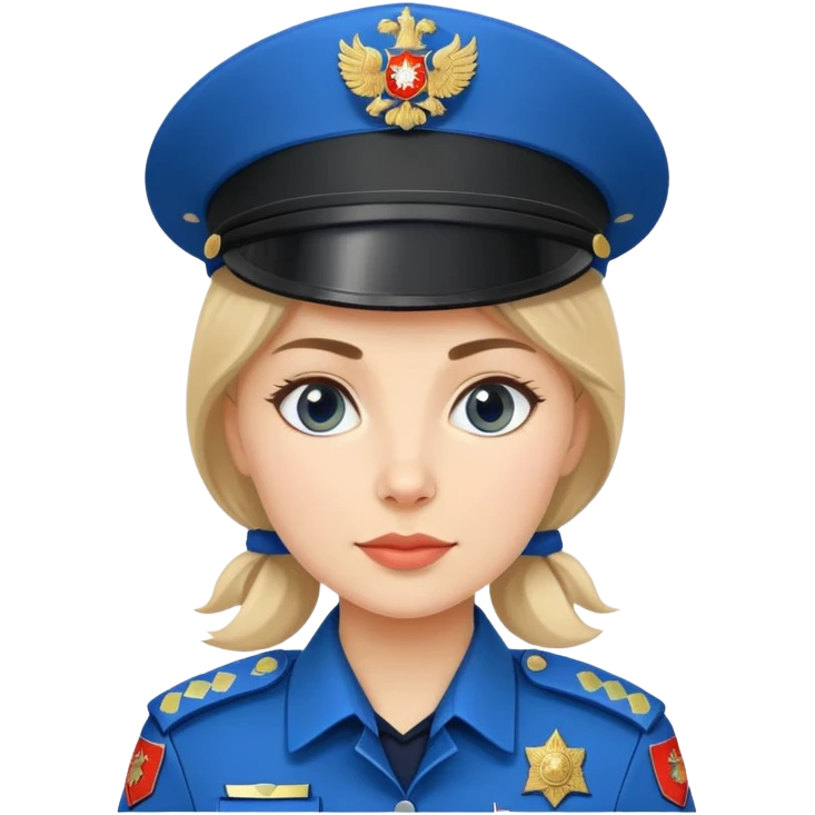 Female Russian police officer with traditional Russian police hat and blue uniform emoji