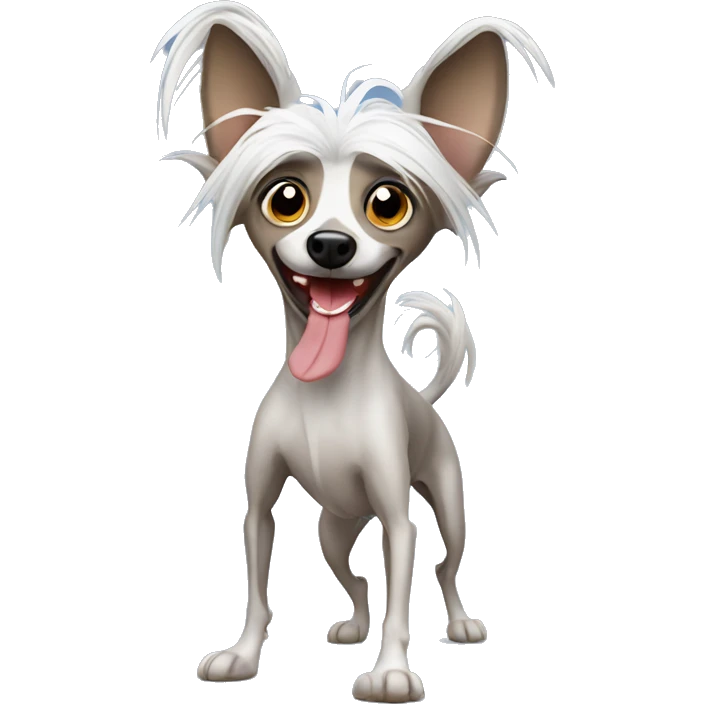 Dancing and funny chinese crested dog emoji