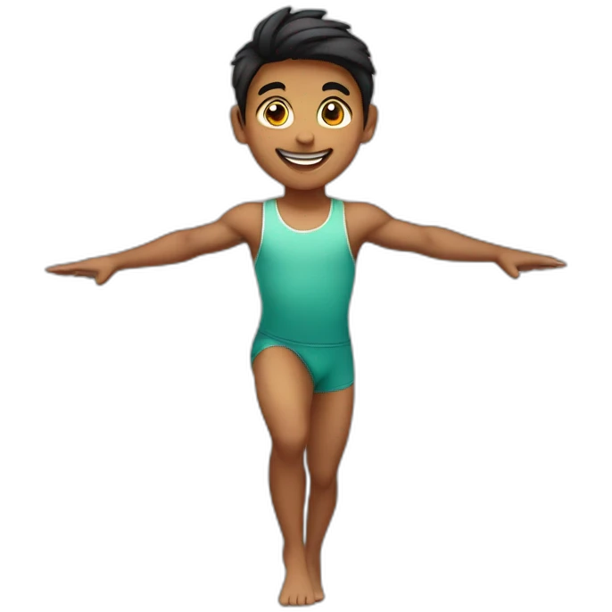 Indian boy, happy, gymnastics, emoji