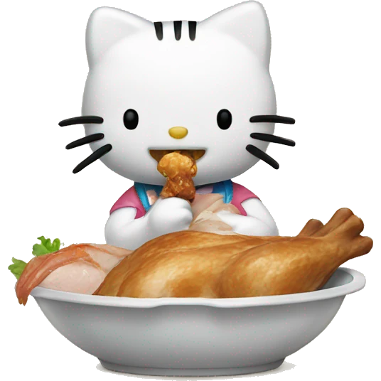 Hello kitty eating chicken emoji