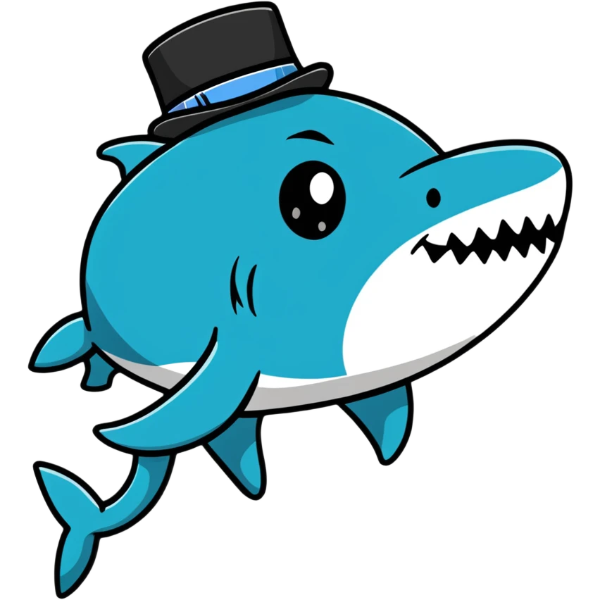 Shark with a top hat emoji
