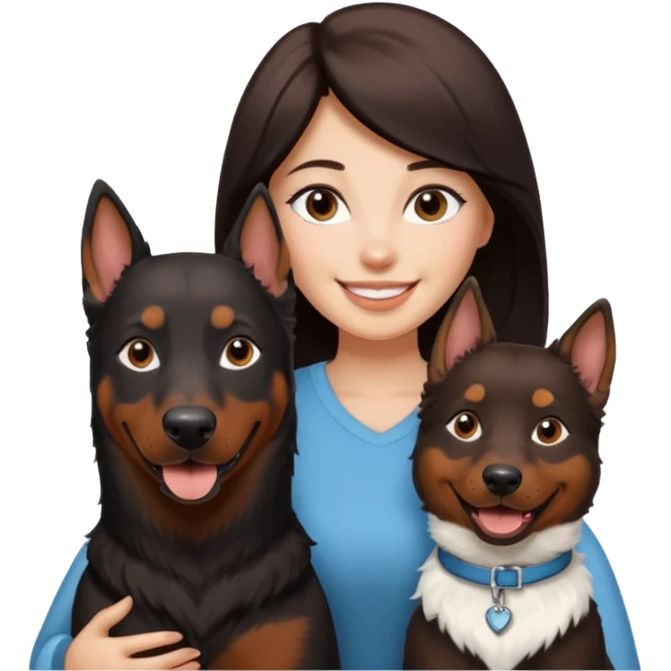 Doberman and samoyed with girl emoji