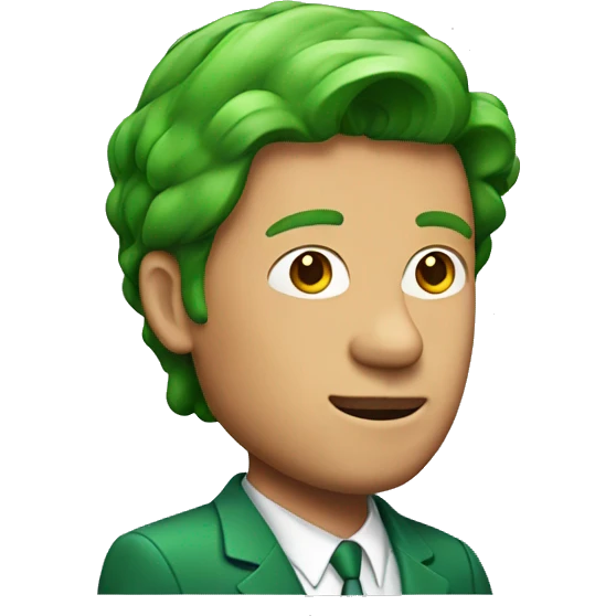 man with red mullet hair and green suit emoji