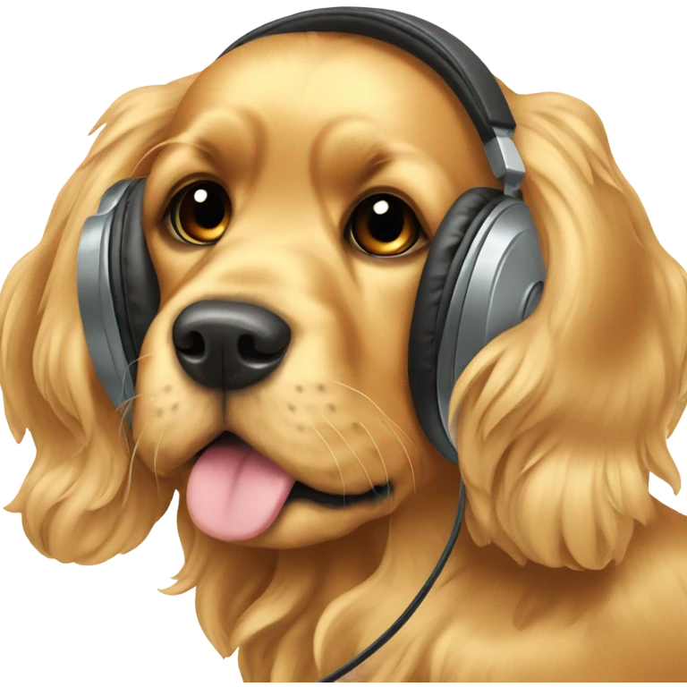 golden cocker spaniel with headphones emoji