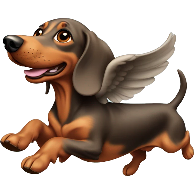 Dapple dachshund flying emoji