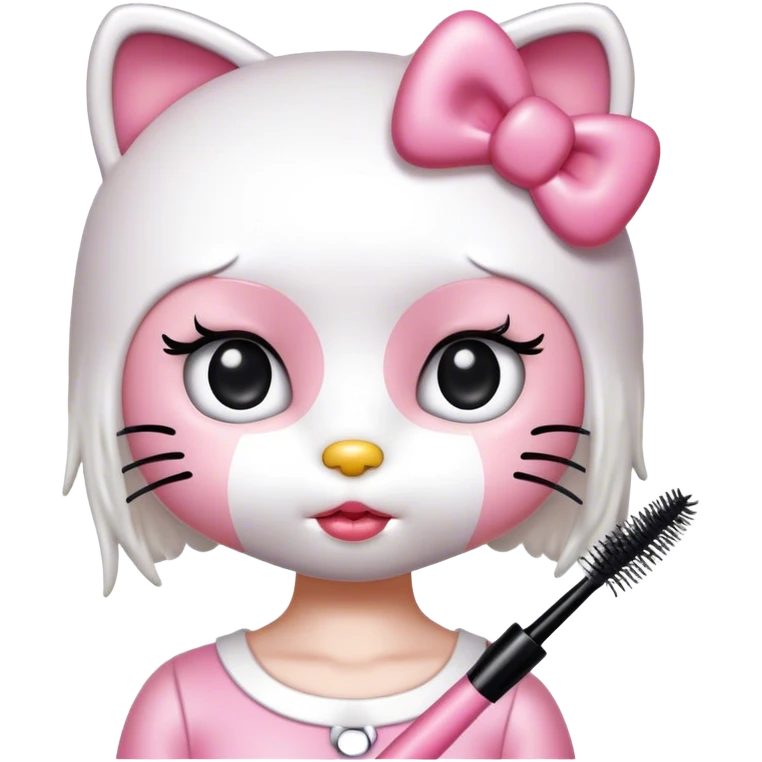  hello Kitty with an eyelash mascara spoolie emoji