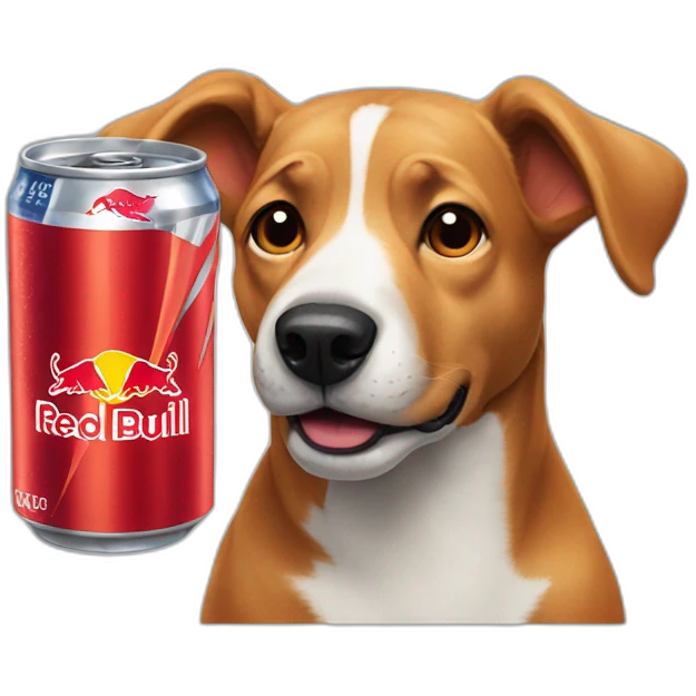 Dog drinking Red Bull emoji