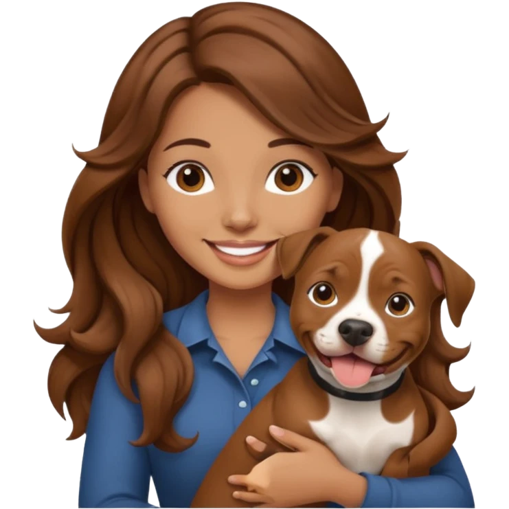 girl with long wavy hair and tan with a putbull in her hands emoji