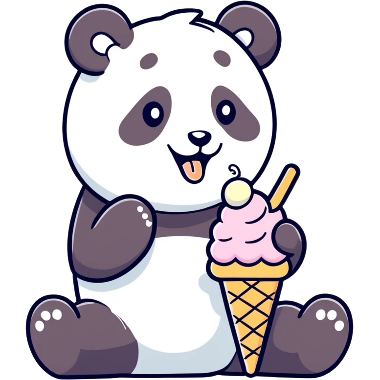 Panda eating ice cream emoji