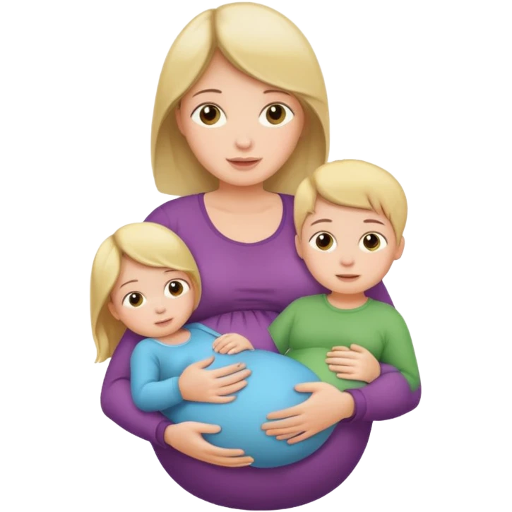 pregnant girl holding three children emoji