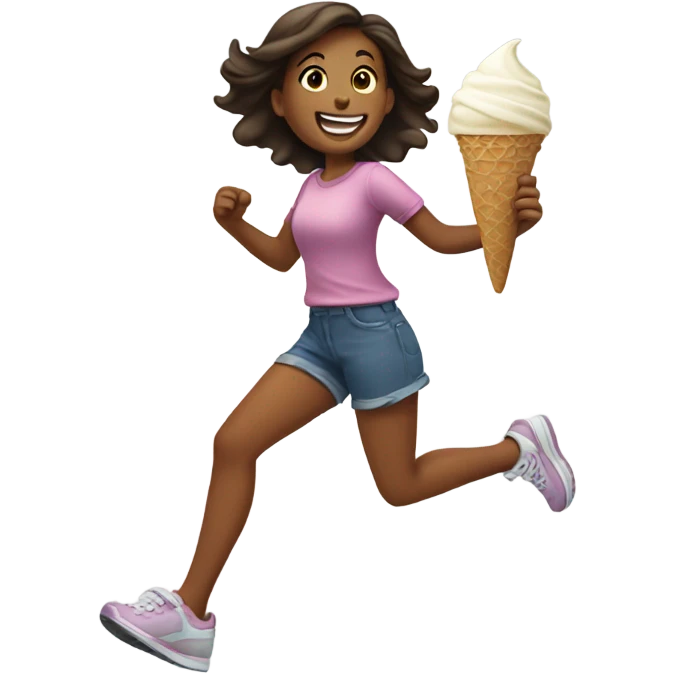 girl running with ice cream emoji