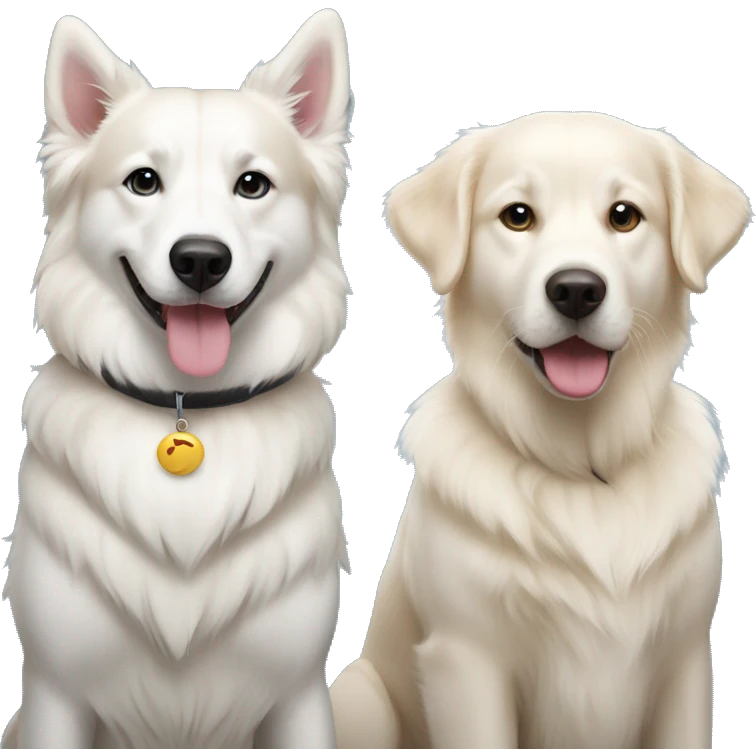 A golden retriever and a white husky friends emoji