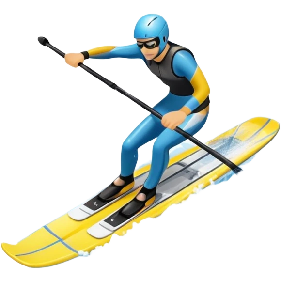 An icon featuring a close-up collage of water skis, splashing water across the surface. The design highlights the motion of the skis cutting through the water. Transparent background emphasizes the thrill of water skiing. emoji