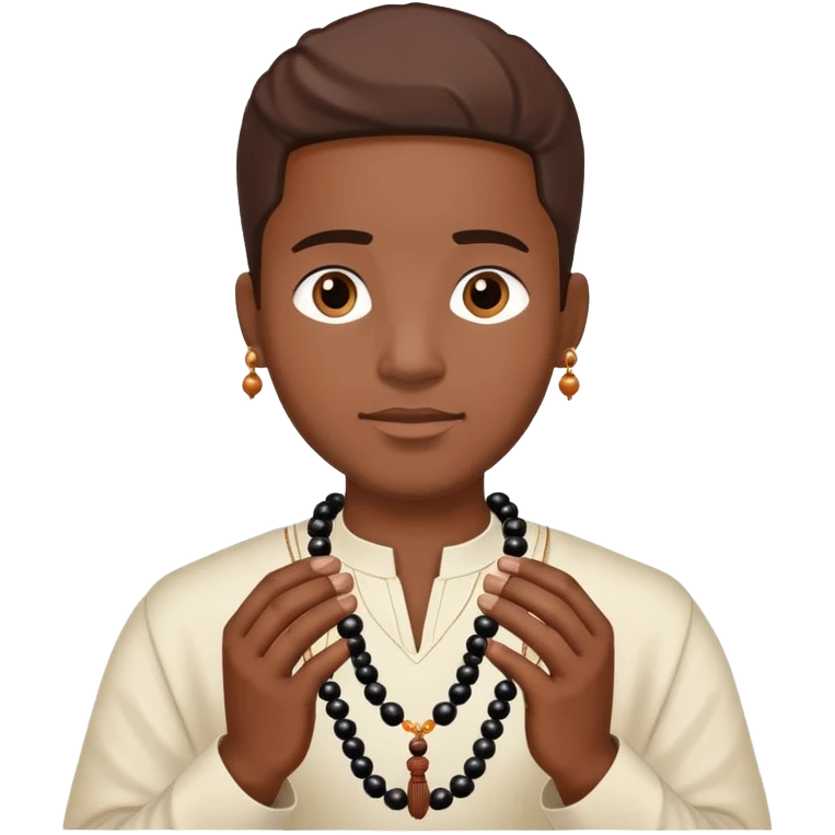 Black man hands with prayer beads  emoji