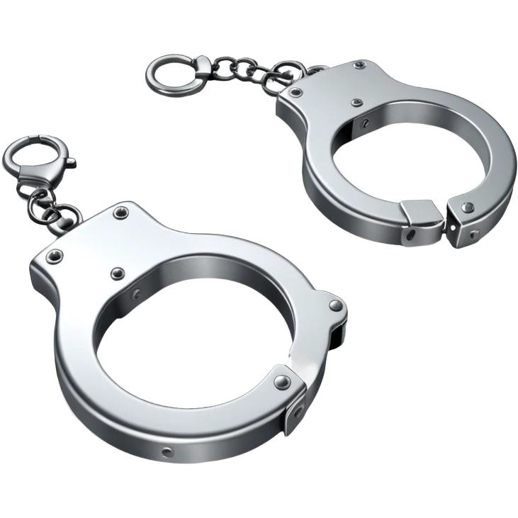 An emoji of metallic handcuffs, slightly open, with a reflective silver surface. Simple and modern design, symbolizing punishment, law enforcement, or justice emoji