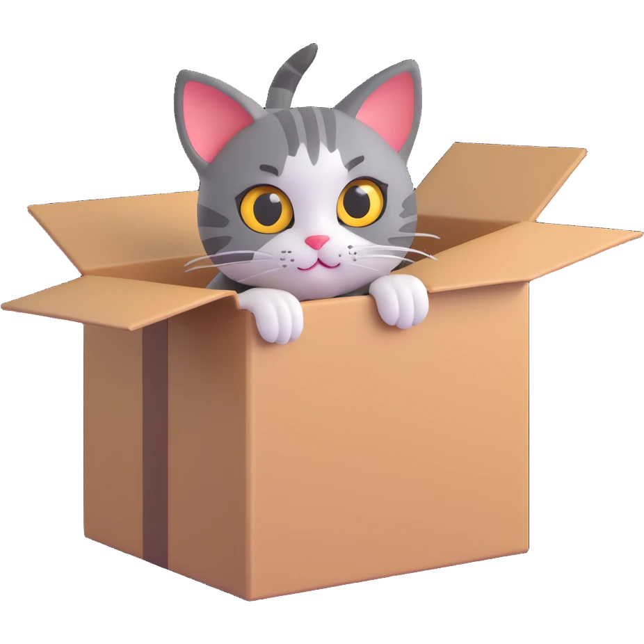curious cat peeking out of a box emoji
