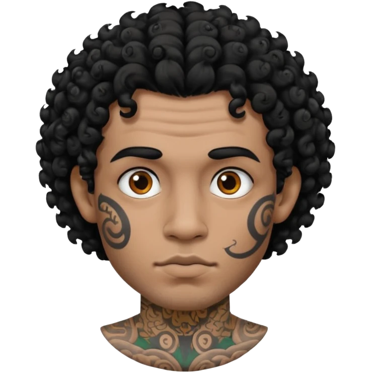 man curly hair and heavy face tattoo emoji
