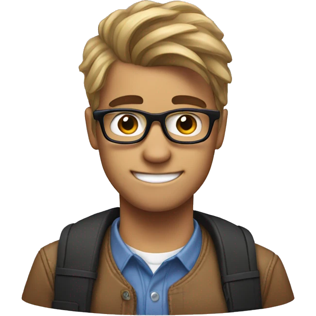 nerd emoji with a Justin Bieber hairut emoji