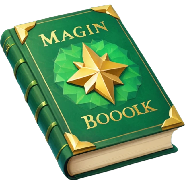 fantasy magic green book low poly emoji