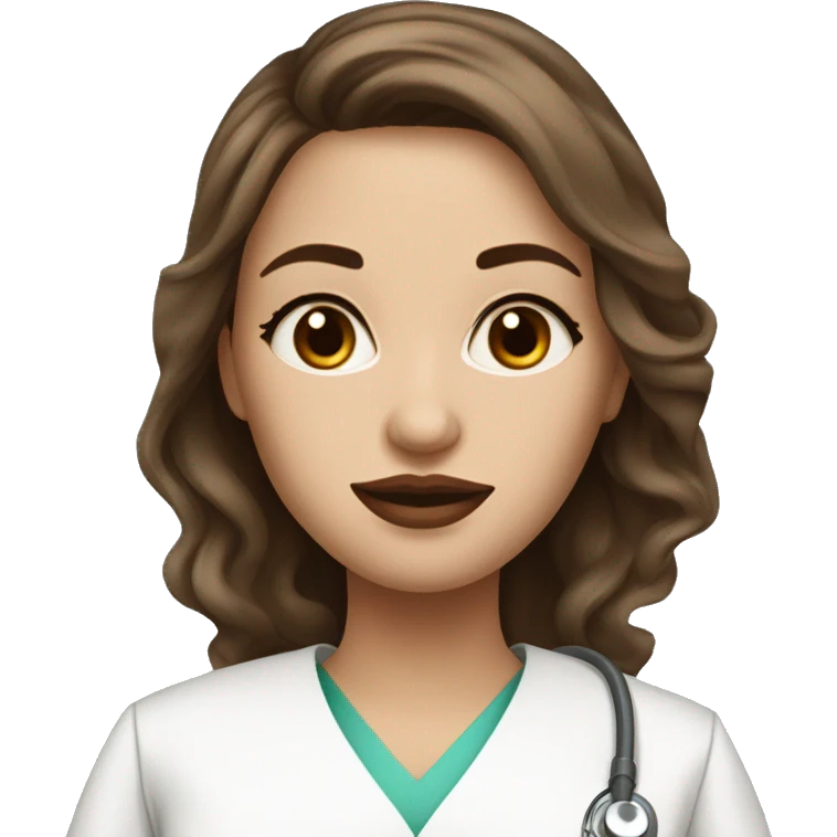 white skin beautiful woman with brown hair full lips in a medical gown emoji