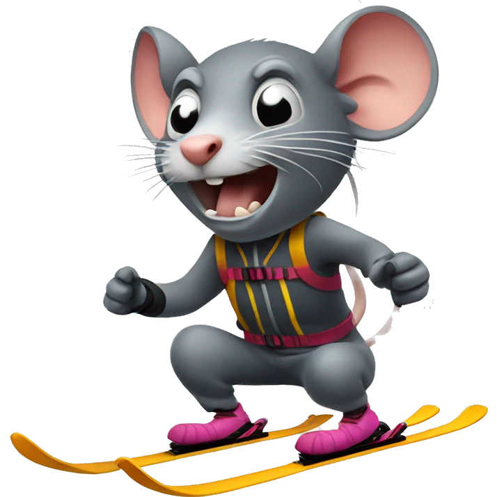 Rat skiing with angry face  emoji