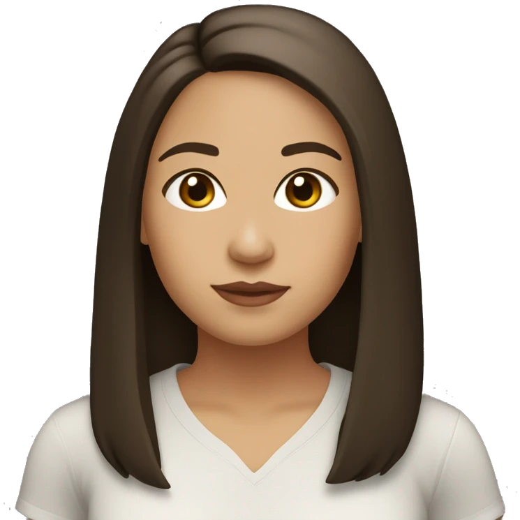 Light skinned girl with dark brown straight hair shoulder length, brown eyes chubby face Latina emoji
