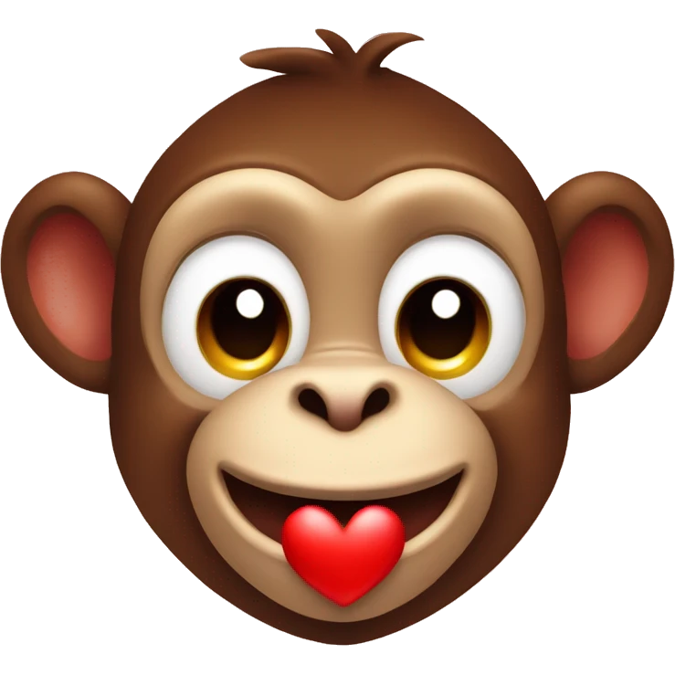 smiling monkey with big red heart emoji