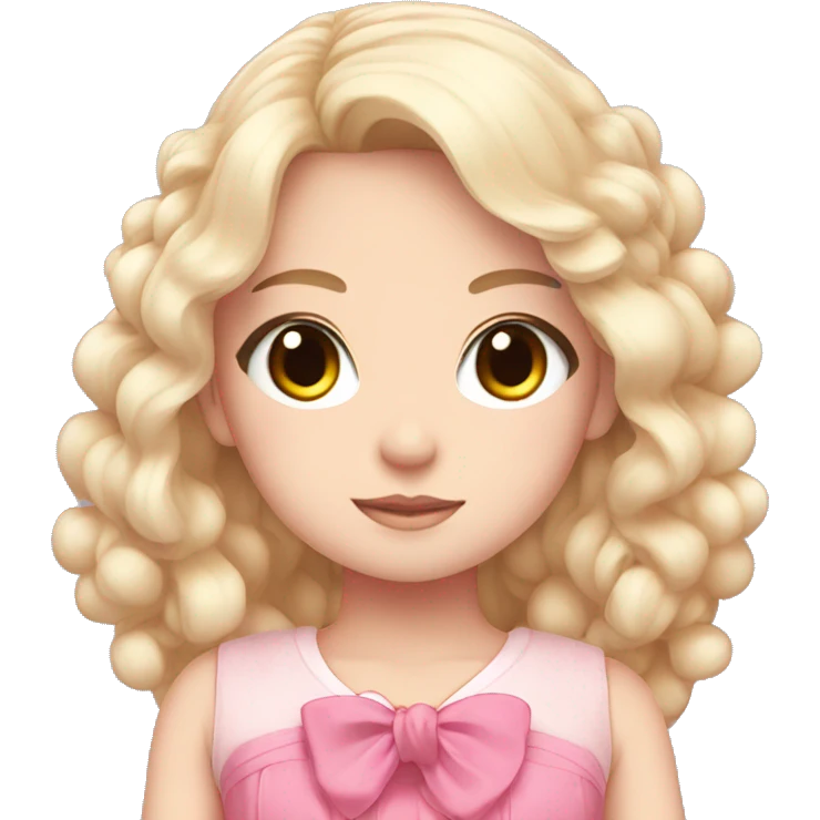 Doll in anime style with pink dress  and bows in hair emoji
