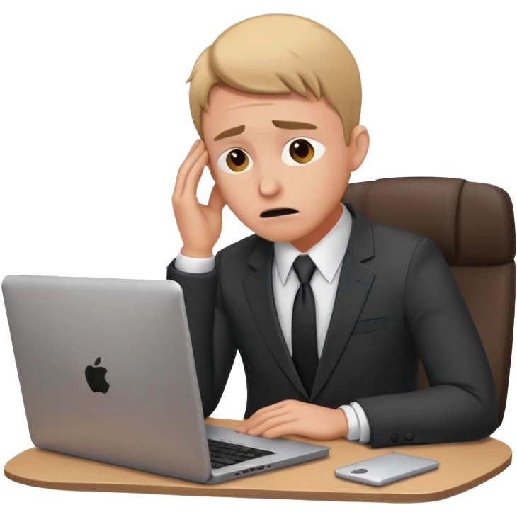Overwhelmed trader in front of laptop emoji
