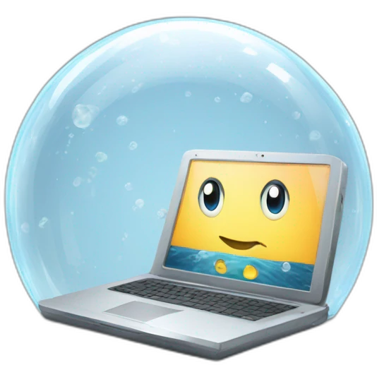 laptop in a crystal bubble emoji